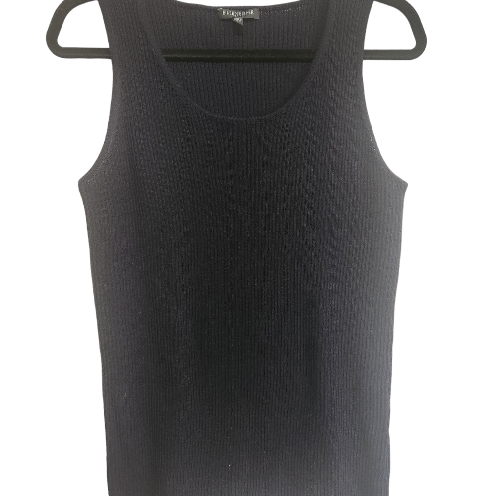 EILEEN FISHER Ultrafiilne Merino Wool Navy Blue Sleeveless Sweater Size PL-E100